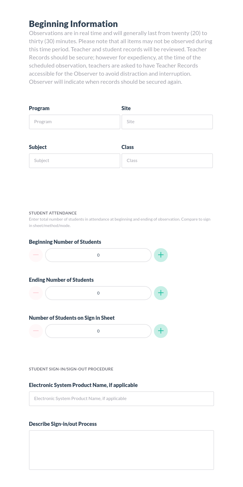 Classroom Observation Checklist Preview