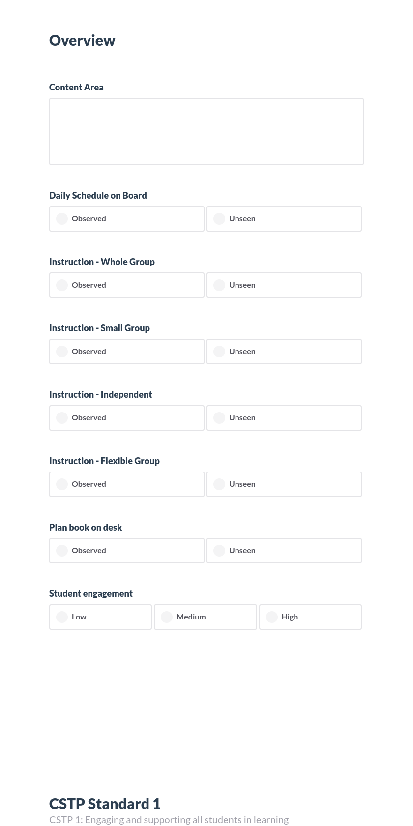 Informal Observation -2- CSTP Chceklists Preview