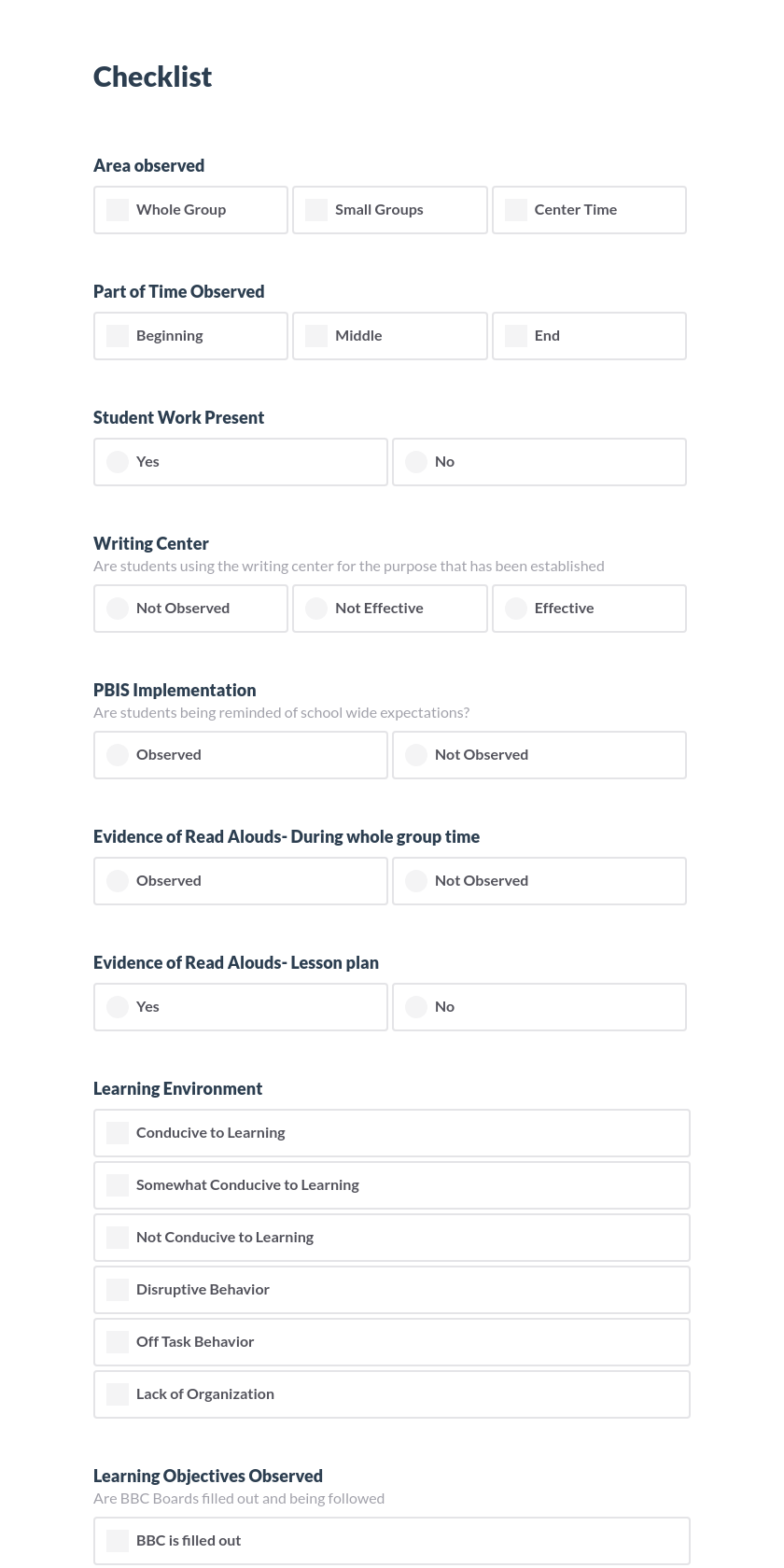 Observation Tool Preview