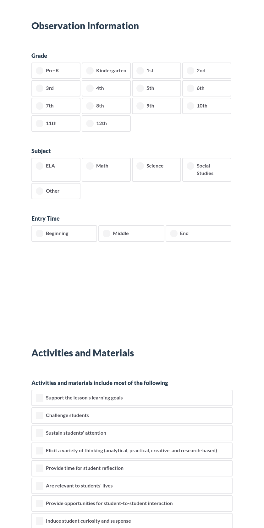 Activities and Materials Preview