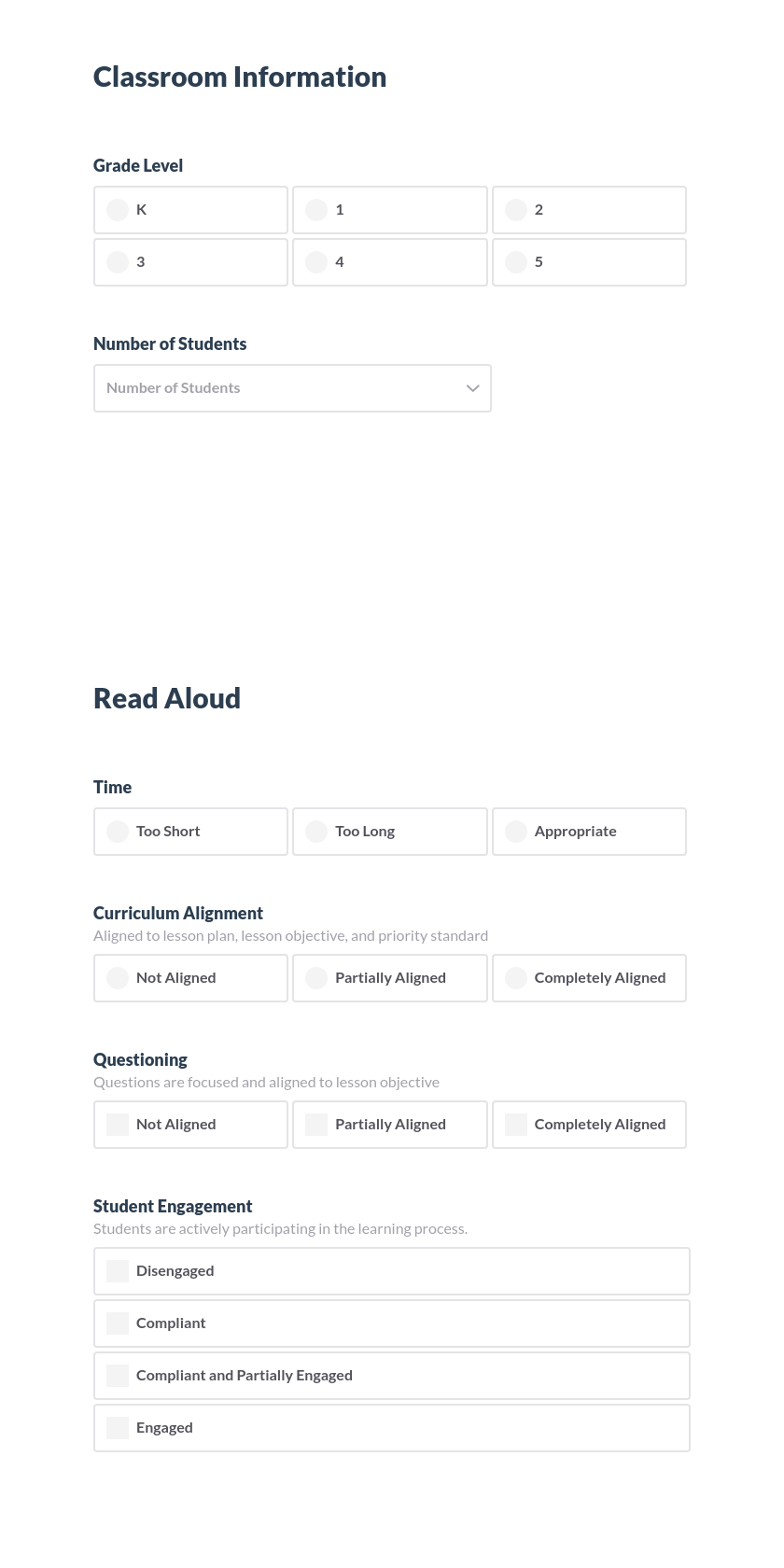 Moline Elementary Reader's Workshop Walkthrough Template Preview