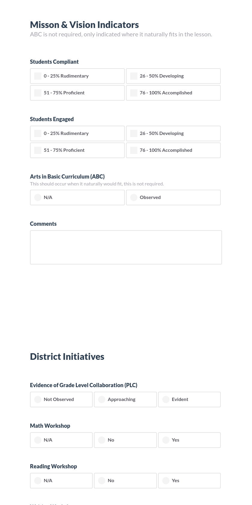 NSES Walk Through Form Preview
