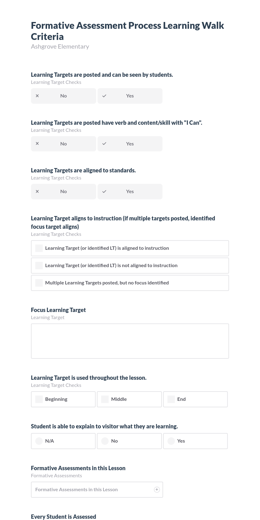 Formative Assessment Process Learning Walk  Preview