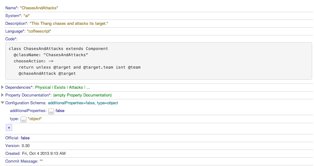 Treema for the LevelComponent schema