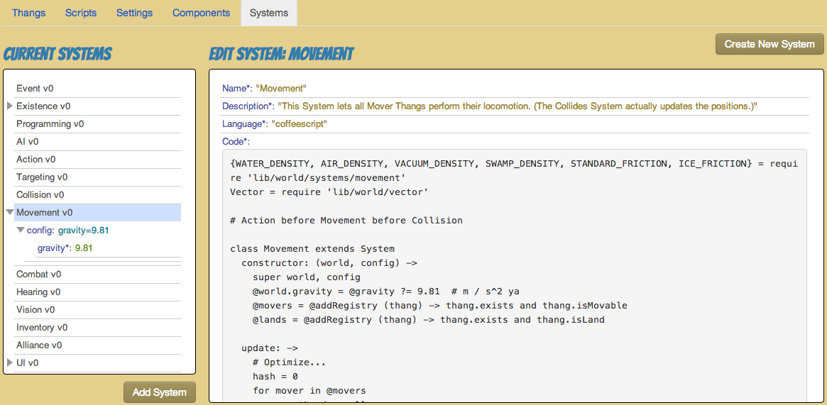 Example: the Movement System