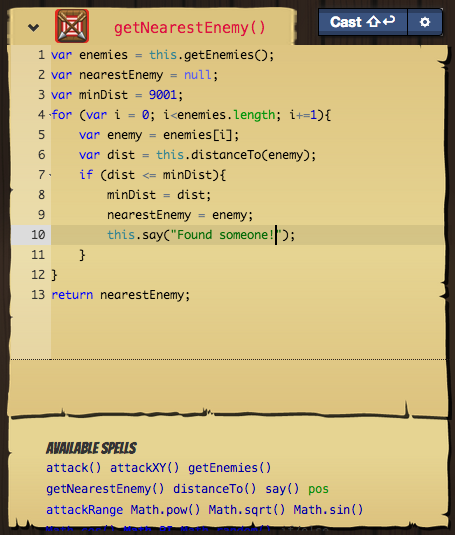An example SpellView inside the TomeView for Zone of Danger
