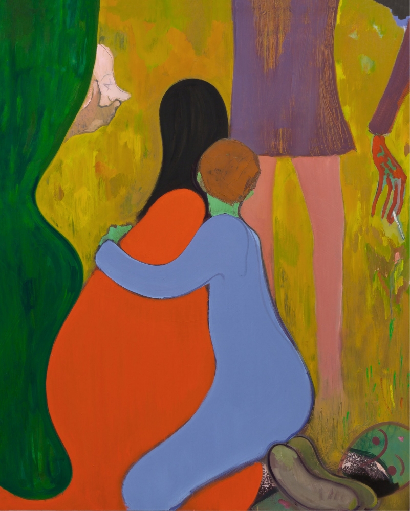 Kantarovsky painting 2 figures kneeling