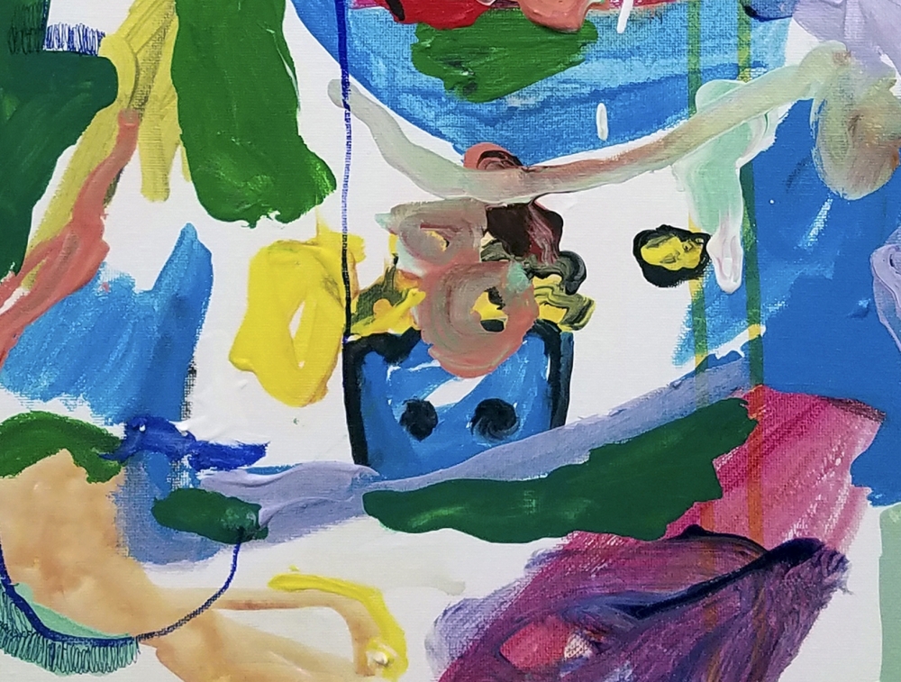 Popcorn Man (detail), 24" x 12", Mixed Media On Canvas