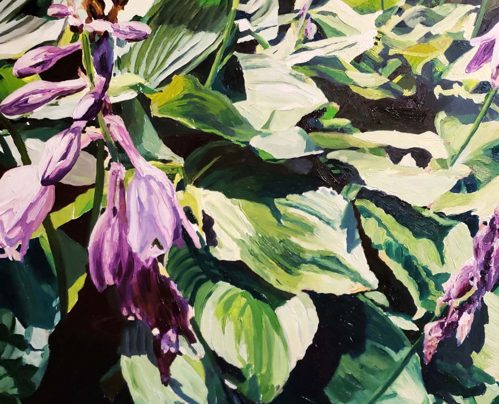 Hostas, 10 x 10, Oil On Canvas