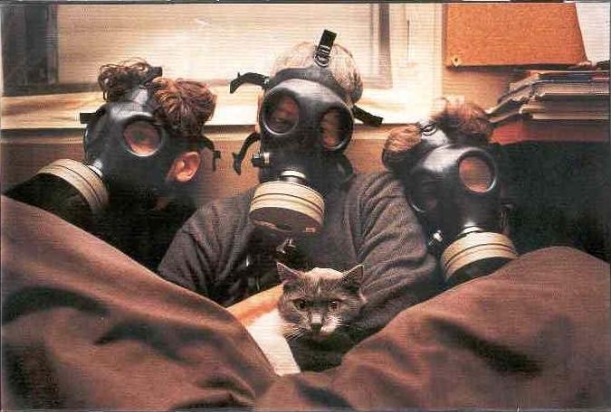 Micha Bar Am, Family Portrait with Cat, Ramat Gan, Gulf War, 1991
