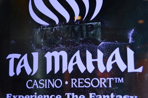 Zoe Strauss, Trump Name Razored Off Trump Taj Mahal Sign. Atlantic City, NJ. July 2017