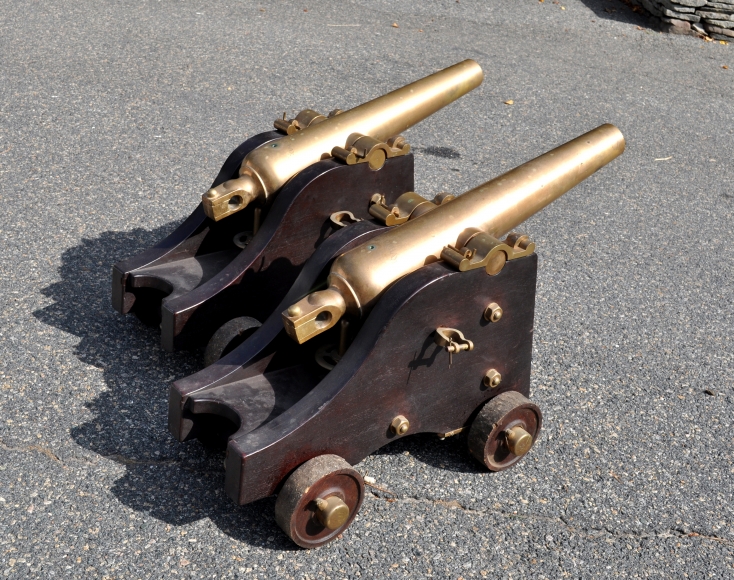 Pair of Brass Signal Cannons signed Gregory Cannon Street NY