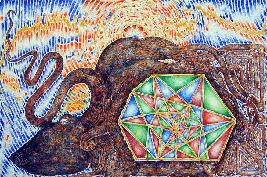 Reactor, 2002, color pencil on paper 
