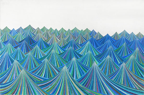 The Blue and Green Tents of Armageddon, 2007 , color pencil and graphite on paper 