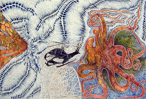 Overlap, 2002, color pencil on paper 