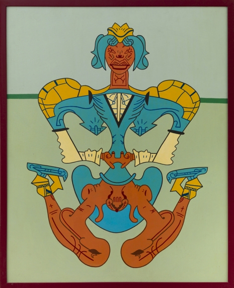 Great Skates III, 1976, acrylic on board with painted wood frame