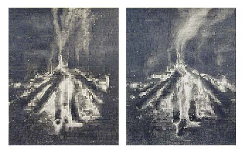 0 0, 2003, graphite on paper (in two parts)