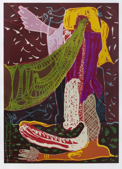 You Must Lead the Dance With Me, the Letter of Indulgence Does not Help You. You Must Dance to My Pipes., 2013, woodcut print on Zerkall Alt Mainz white, 300g