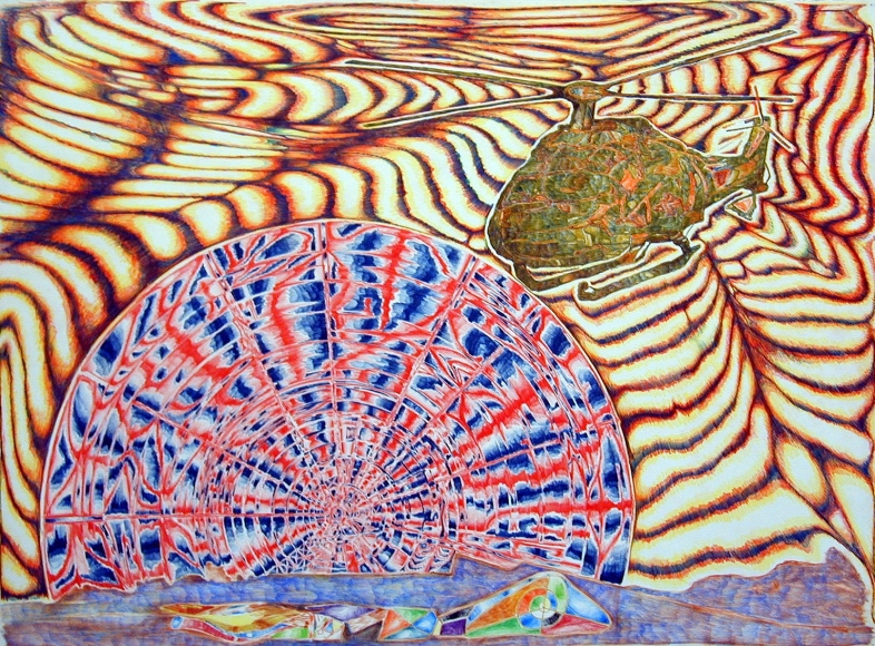 Interface, 2002, color pencil on paper 