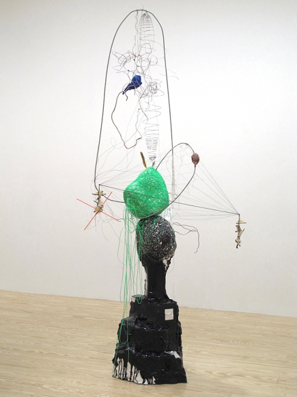 Oracle in Reverse, 2012, paper maché, metal, enamel, beeswax, thread, wire, clay, foam, feathers, seashell, gouache, plastic