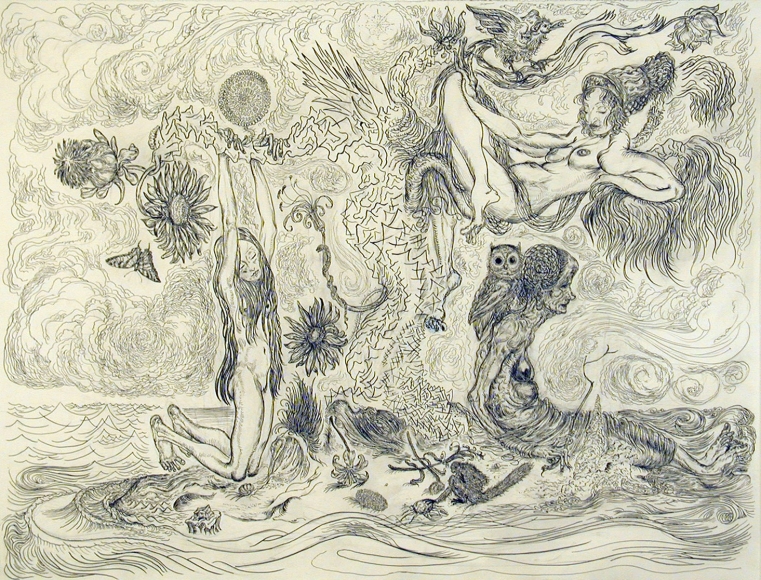 Three Ages of Woman, 2004, ink, graphite, watercolor on paper