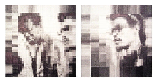 On a 2nd Reading We Recognized Ourselves, 2005, graphite on paper (in two parts)