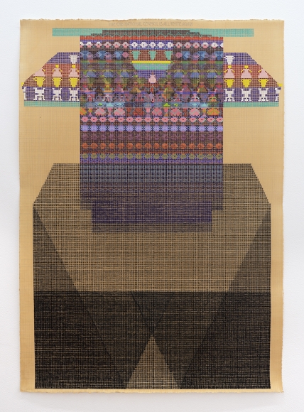 The CND National Council Is All White Again, 2018, gouache and graphite on tea stained paper