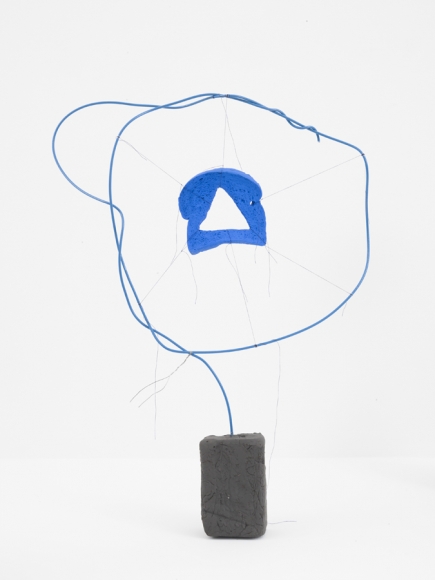 Driftloaf (Blue Triangle), 2015 , clay, plastic coated wire, thread, bread, paint