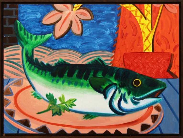 Untitled (Fish), 2016, oil on masonite 