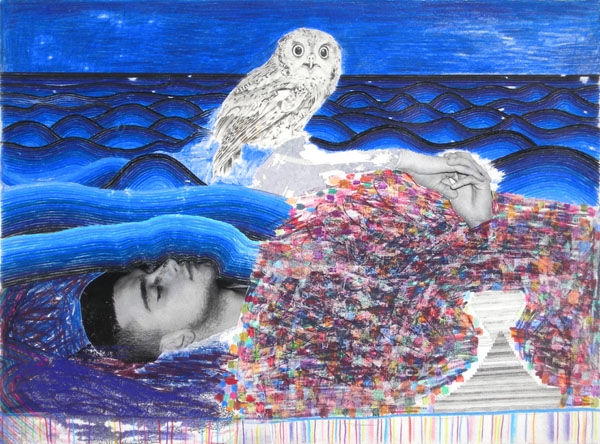 Dreamer I, 2006-2007 , color pencil, graphite, and collage on paper