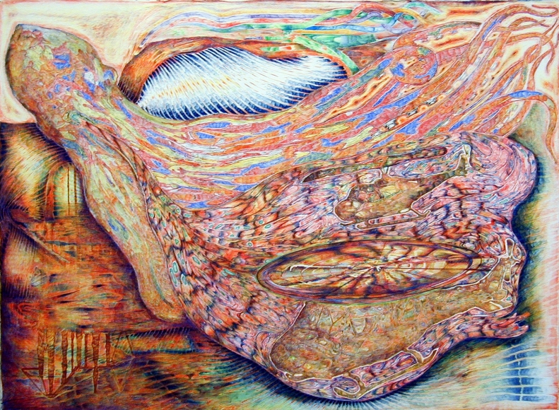 Interflow, 2002, color pencil on paper 