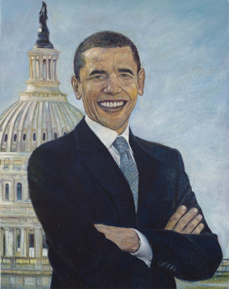 Barack Obama, 2008, oil on linen