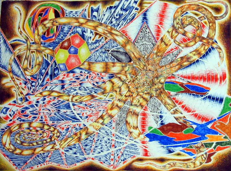 Situation, 2002, color pencil on paper