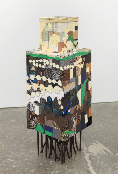 A Union, 2016, Wooden blocks, found metal, dress fabric, paper, Flashe acrylic, house paint, oil pastel, China maker