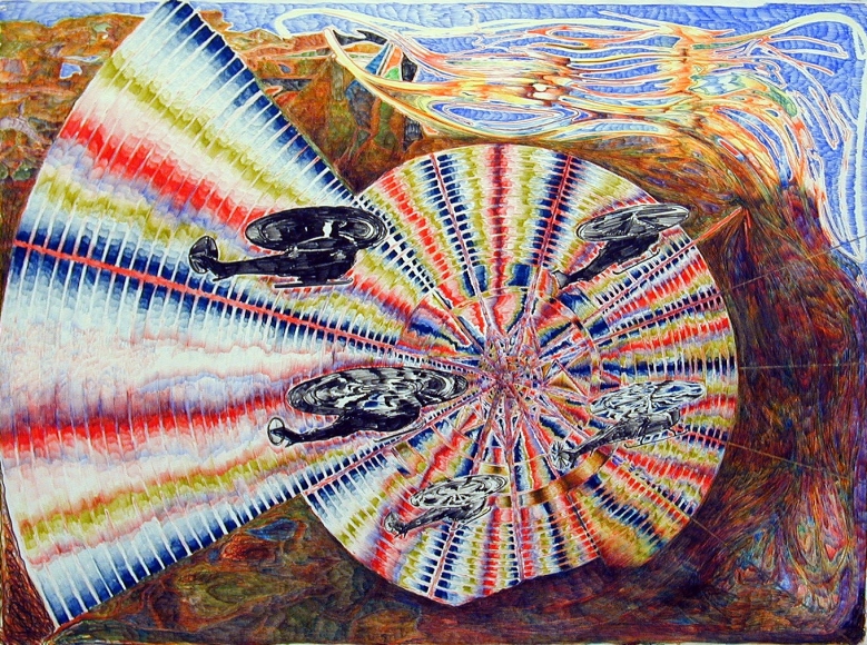 Approach, 2002, color pencil on paper 