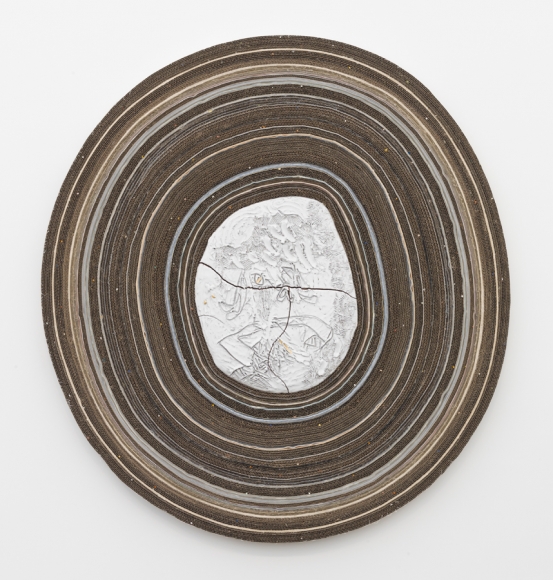 Rosebud, 2016, fired and glazed ceramics, cardboard, card, paper, linen, cotton duck, stage film, polyester, felt, leaf gold, smalti, natural stones, plywood