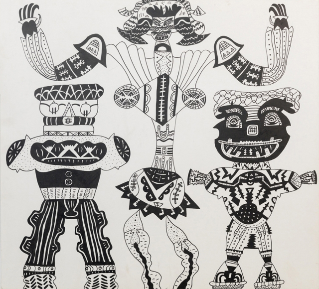 Untitled, c. 1973, ink on board