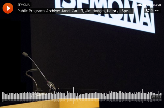 Artist talk with Steve Wolfe, Janet Cardiff, Jim Hodges, and Kathryn Spence