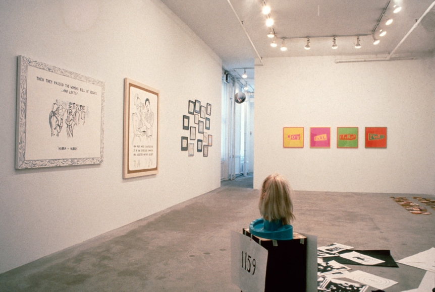 Installation view: "Karen Kilimnik, Sue Williams, Gavin Brown," 303 Gallery, 1990