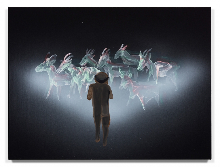 Tala Madani, Front projection (Horned), 2016