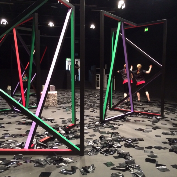 Eva Rothschild & Joe Moran, Installation view: fig-2. 23/50, ICA Studio, Institute of Contemporary Arts, London, 2015