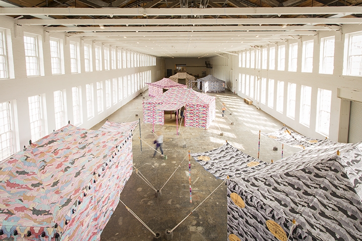 Installation view, Francesco Clemente: Encampment, MASS MoCA, North Adams, MA, 2015