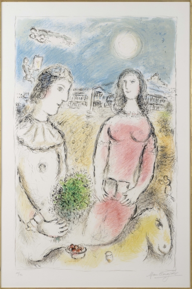 Marc Chagall, Couple at dusk, Lithograph