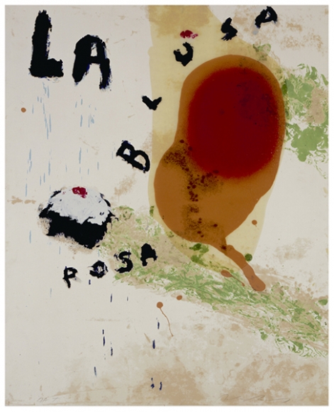 Julian Schnabel Sexual Spring-Like Winter - La Blusa Rosa, II, 1995 hand painted, 14 color silkscreen with poured resin 40 x 32 inches edition of 80 Publisher: Lococo FIne Art Publisher $9,000 Inquire