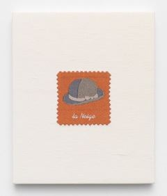 Elaine Reichek, Swatch, Magritte, 2006, digital embroidery on linen, 12 x 10 inches, edition of 3