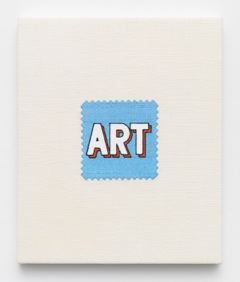Elaine Reichek, Swatch, Lichtenstein (Blue), 2006, digital embroidery on linen, 12 x 10 inches, edition of 3