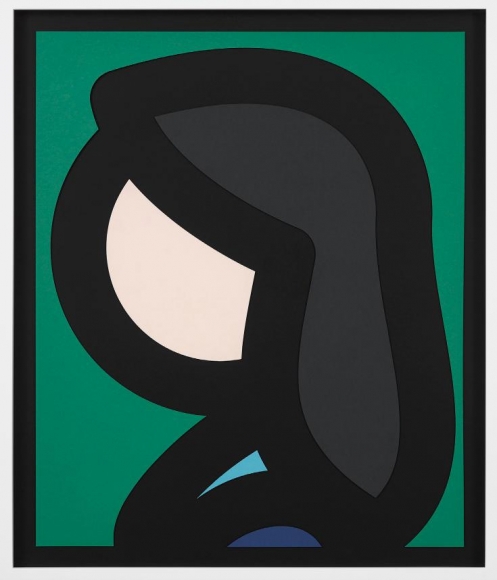 Julian Opie Paper Head #6, 2019 laser-cut archival Museum Board relief, presented in sprayed white frame selected by the artist framed dimensions: 32 7/8 x 28 inches Edition 18 of 50