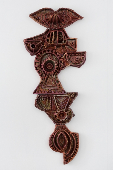 Julia Kunin Copper Machine Dreams, 2017 ceramic wall piece 56 x 24 x 3 1/2 inches