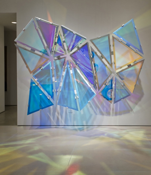 Christian Eckart, Dichroic Hexagonal Perturbation, 2011-17, dichroic glass with aluminum armature, 96 x 113 x 38 inches