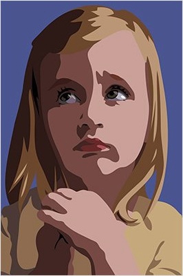 Julian Opie Sissi looking upwards. From 3 Portraits., 2015 lenticular acrylic panels frame: 35 5/8 x 24 inches Edition of 30 $10,000